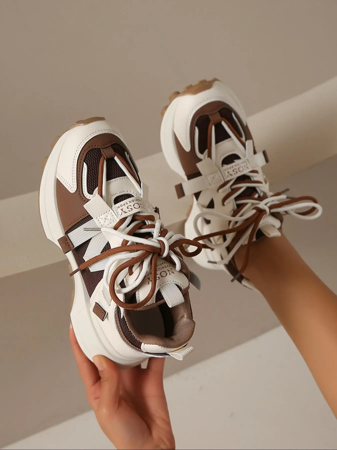 Women's Sporty Colorblock Low Top Chunky Sneakers, Walking Shoes, Girl Footwear Trainer, Summer 2025 Casual Comfortable Platform Shoes Back To School,