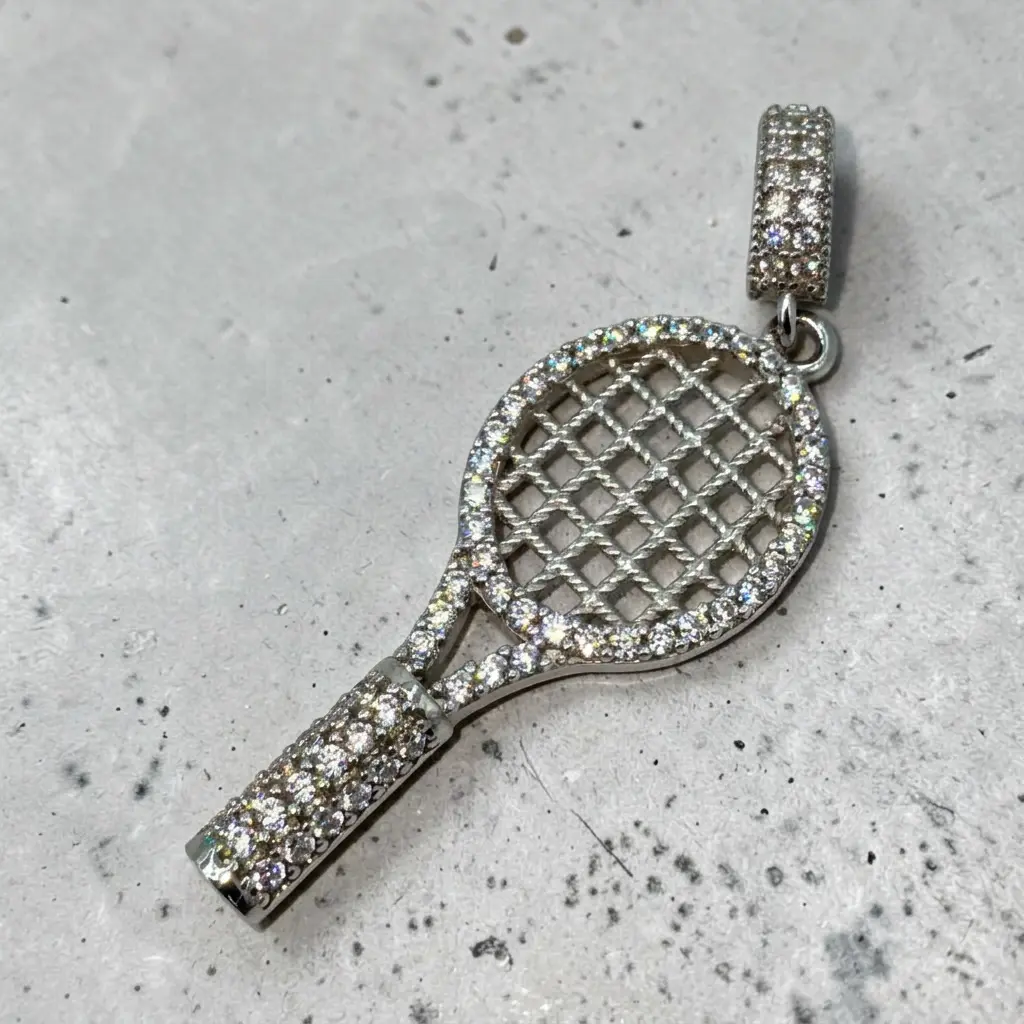 Sterling Silver Tennis Racket Pendant