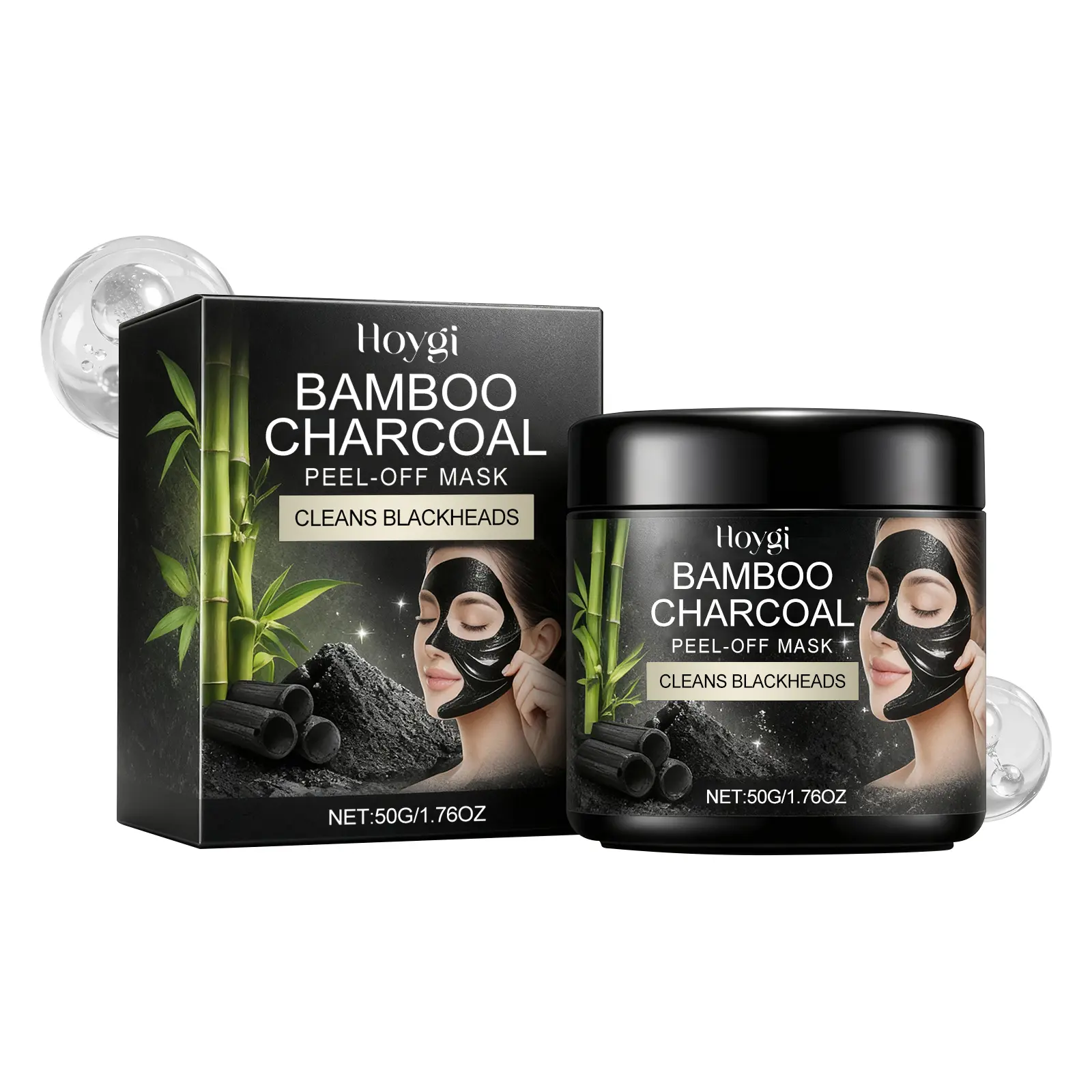 Hoygi Bamboo Charcoal Peel Off Facial Mask, Gentle Daily Face Cleanser Mask, Hydrating & Refreshing, Soft Smooth Skin Care Treatment