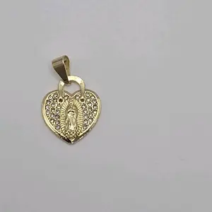 Virgin Mary beautiful  Heart PENDANT clear stones no chains religious design