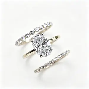 Gold-Plated Oval-Cut 5A Grade Cubic Zirconia Engagement Ring Set, Warm Yellow Tone Bridal Jewelry, Fashion Engagement Rings, Festive & Party Gift, Cubic Zirconia Rings