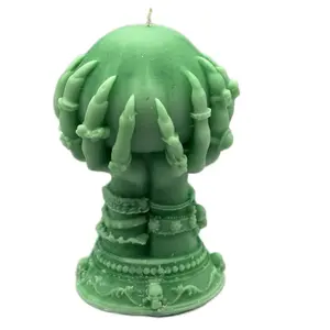Crystal Ball Candle in Witchy Hands - Green Wax with Intricate Claw Design for Gothic Decor