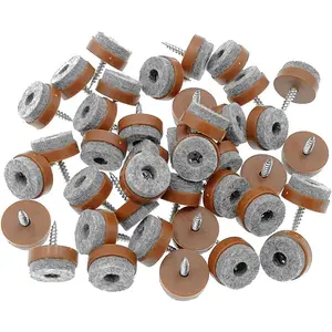 40 count Screw-on Furniture Felt Pad Chair Glide Slider Hardwood Floor Protector for Wooden   of Chair Table Furniture(?28mm or 1.1";Brown)