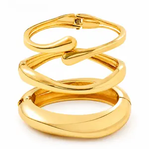 Limited Edition Instagram Trend Minimal Irregular Teardrop Hugging Bracelet 3 Set Eco-Friendly Smooth Polished Bracelets