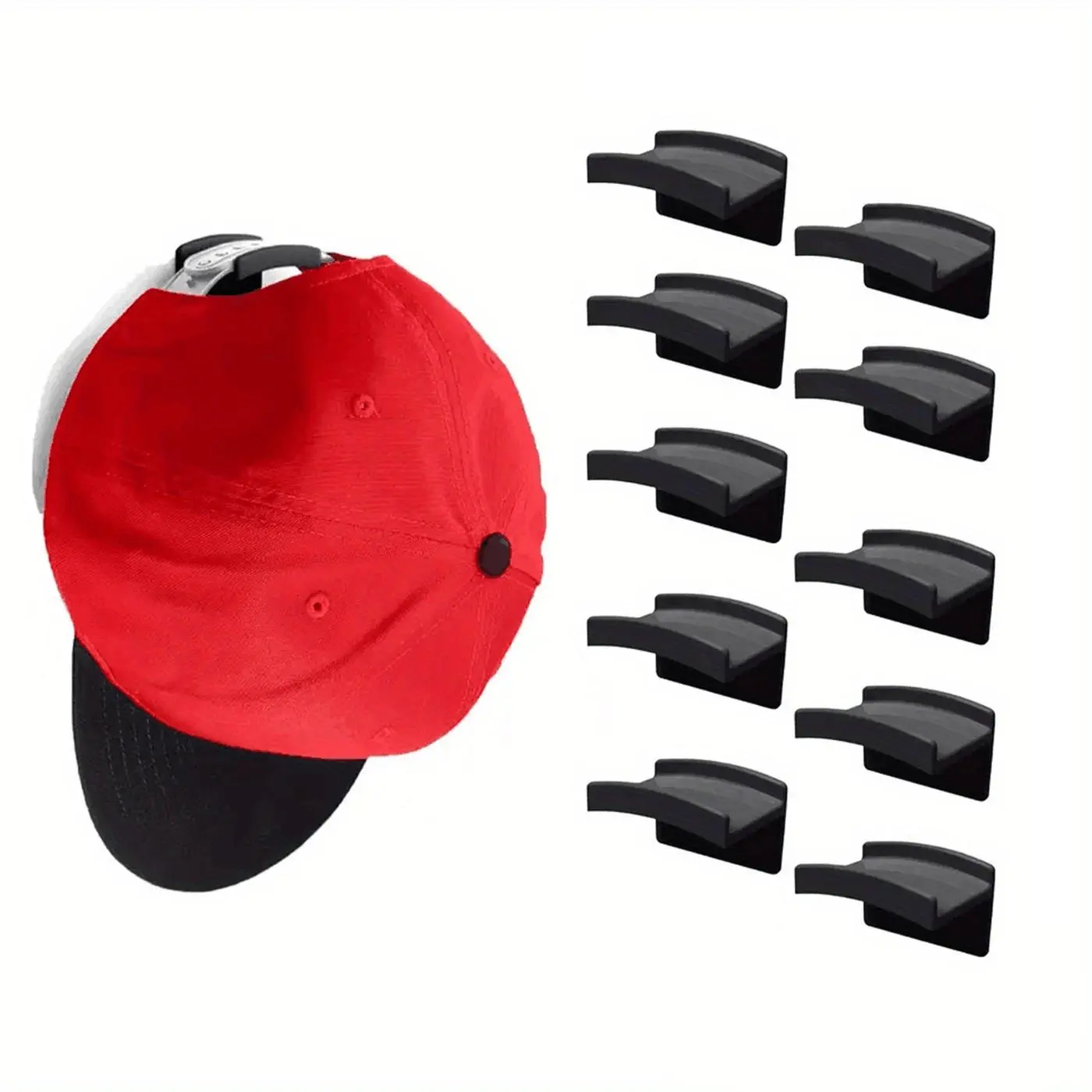 Adhesive Hat Hooks for Wall, 10pcs/set Hat Rack, No Drilling Hat Hanger, Hat Holder Hanger, Home Organizer for Bedroom, Living Room, Office, Hat Hooks Storage