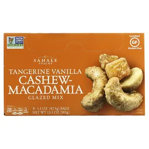 Sahale Snacks Glazed Mix, Tangerine Vanilla Cashew-Macadamia, 9 Packs, 1.5 oz (42.5 g) Each