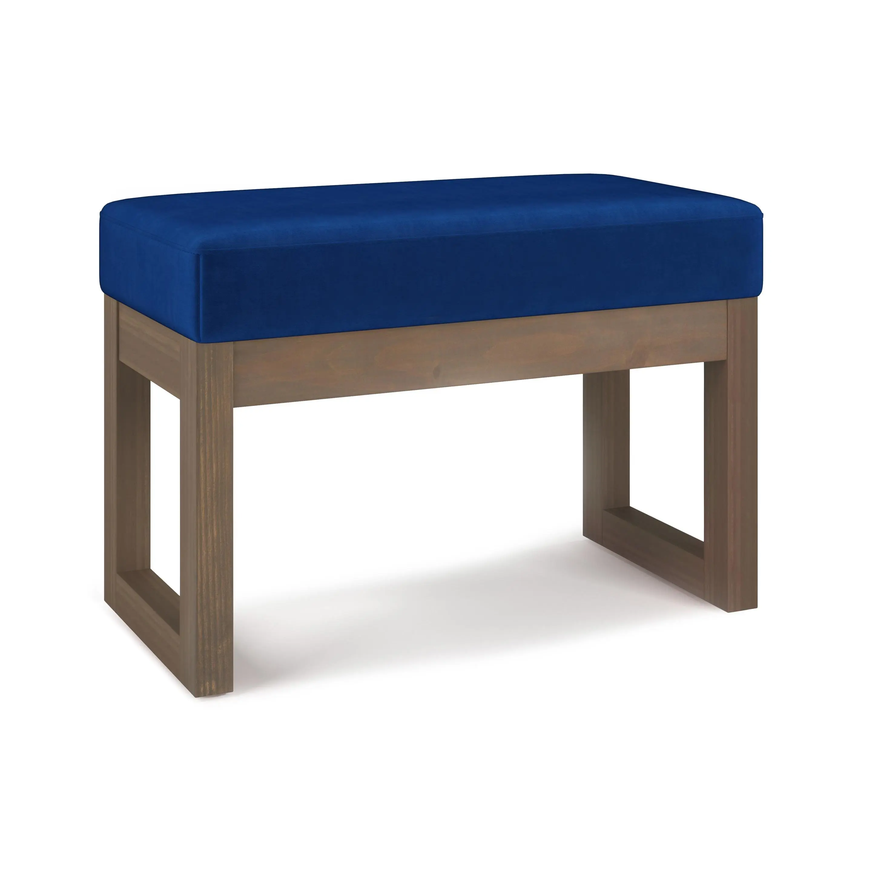 Milltown Modern Small Velvet Fabric Ottoman Bench - Foam Padded, Compact Space-Saving Indoor Entryway Footstool, 14.4" D x 26.8" W x 18.3" H, Required Assembly, Heavy-Duty Furniture