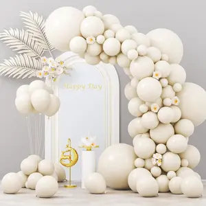 137pcs Sand White Balloons, 5/10/18inch Sand White Latex Balloons, Cream Beige Sand White Helium Balloons for Graland Arch Kit, Great for Boho Wedding Anniversary Engagement Bridal Shower Baby Shower Gender Reveal Graduation Holiday Party Supplies
