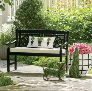 Amalfi Outdoor Handcrafted Bench with Cushions, Durable Eucalyptus Construction, Weather-Ready Polyurethane Finish, Indoor/Outdoor Versatile Design