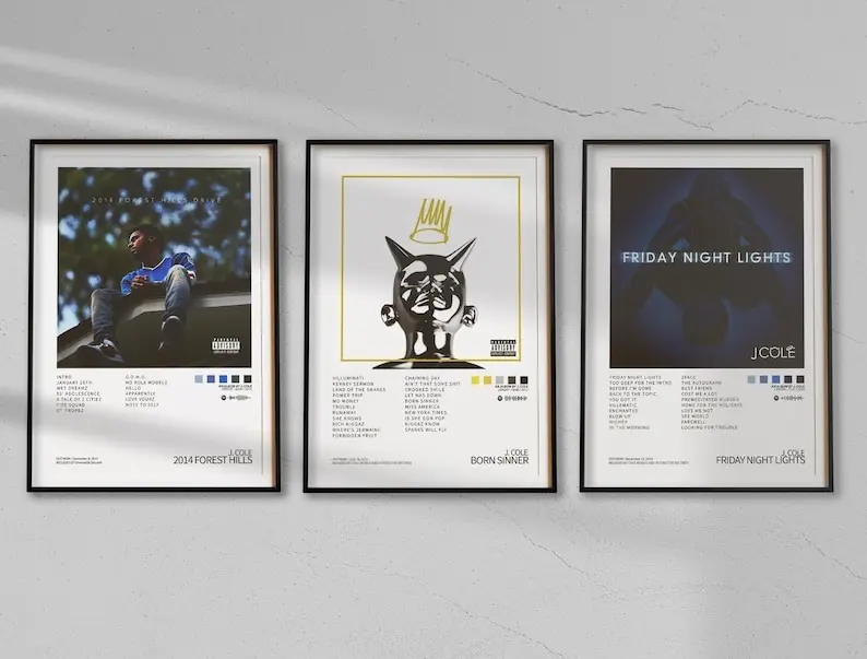 J. Cole - 3 Album Cover Poster Package - 2014 Forest Hills Drive - J. Cole Poster - Rap Tracklist-Poster - J. Cole Wallpaper Print Unframed
