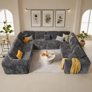 Viral Cloud Sectional Couch U Shape Sofa,Oversize Modern Modular Sofa with Deep Seat, Upholstered Couches for Living Room Bedroom,No Assembly Required, Free Combination,Plush Corduroy Fabric