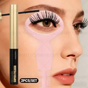 2PCS/Set Black Mascara with Mascara Protection Shield Set - Waterproof and Sweat-proof Formula, To Make Eyelashes Curled, Non-clumping, Anti-smudge, and Create Thick Eyelashes, The Perfect Valentine's Day Gift, Volume Lash