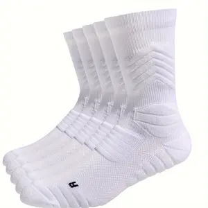 [5 Pairs Cushioning Basketball Socks] 5pairs Men's Basketball Socks Cushioning Performance Crew Athletic Socks, Wubenzhi