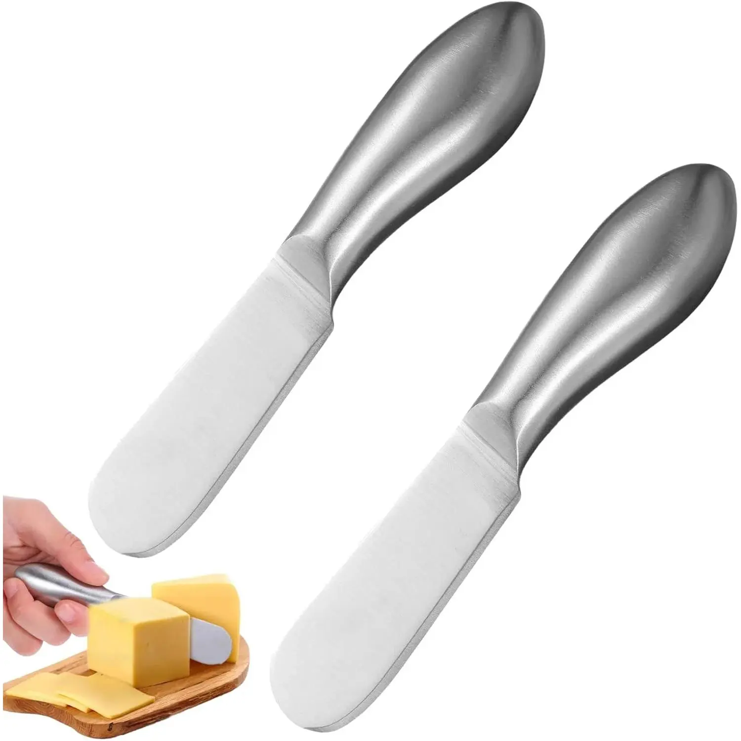 summerwins 2-Pc 13.2 cm Rust-Proof Brushed Stainless Steel Spreaders, Baking Tool for Cold Butter & Cream Cheese, Gift-Ready for Mother’s Day & Anniversaries & Thanksgiving Day (Home & Festive Party Supplies)