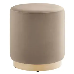Talia Velvet Upholstered Ottoman - Taupe