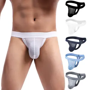 Men's Sexy Mesh Thong Underwear, Jacquard Breathable Stretchy Bikini for Mens, 5 Pack Multicolor – For Sports and Gym