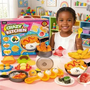 DIY Slime Food Crazy Kitchen Playset, Realistic Pretend Cooking Toy Set with Sushi Rice Balls, Fried Chicken & Fake Food, Stress Relief Squeeze Squishy Toys for Kids, DIY Craft Kit (Do Not Eat)