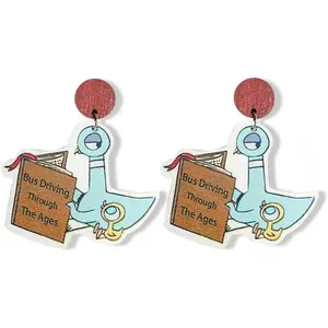 Lightweight Wooden  Drop Dangle Earrings Cute    Elephant Ducks Cows Asymmetric Funny Earrings  Teacher's Day   to  for Student