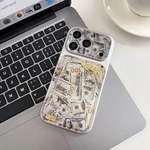 Dollar Bill Pattern Liquid Glitter Quicksand Shockproof Phone Case