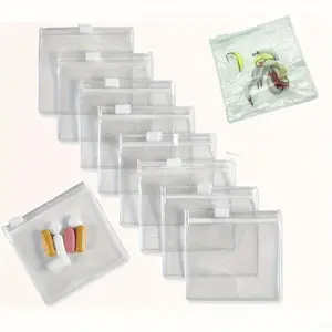 Zippered Pill Pouch Bags - 10 Pcs, Slide Lock Clear Plastic Mini Bags, BPA-Free for Pills Vitamins, Supplements, Medications, Jewelry, Crafts, Small Objects - Self-Sealing, Reusable, Travel-Friendly