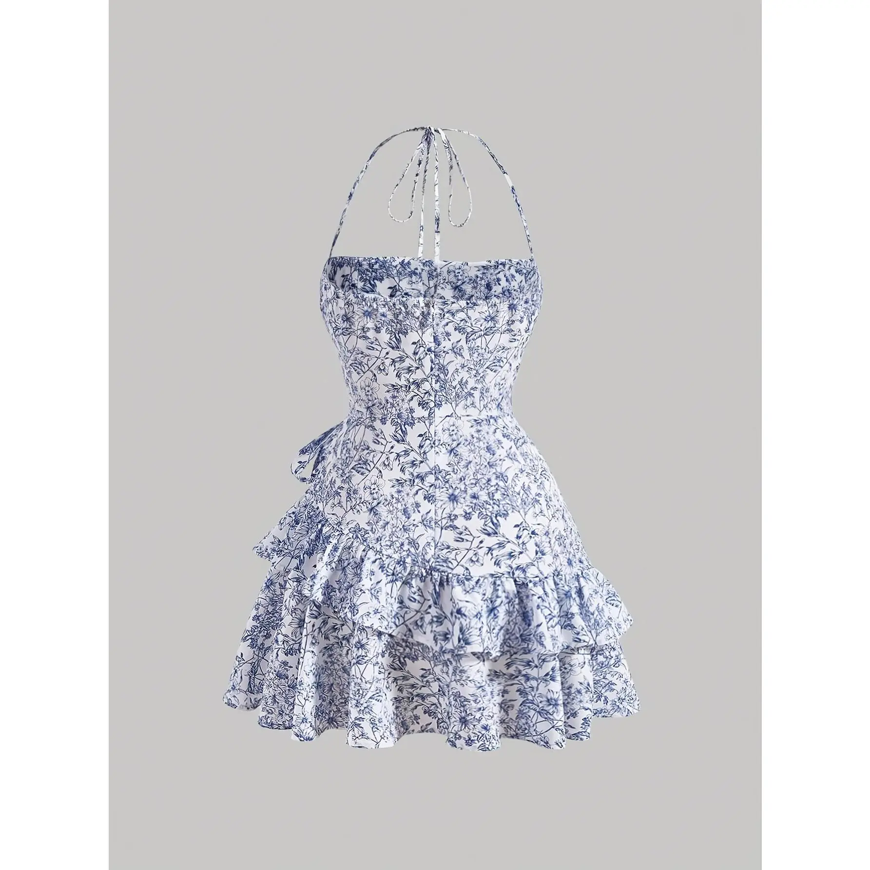 Floral Print Ruffled Tie Backless Pleated Bust Layered Halter Dress - TikTok Shop Floral Print Ruffled Tie Backless Pleated Bust Layered Halter Dress - TikTok Shop