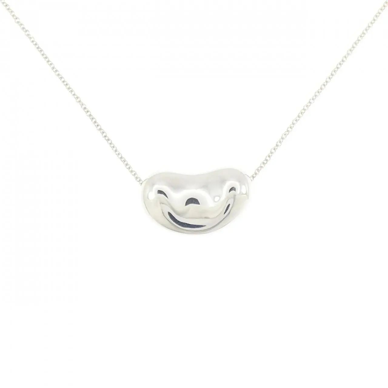 Pre-owned Tiffany & Co. Sterling Silver 925 (Ag925) Small Leather Goods Tiffany Bean 925 Silver Necklace