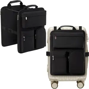 Over Luggage Organizer Bag For Suitcase With Multi Pockets, 16” Laptop Bag With Handle, Portable Travel Organizer Bags For Luggage With Adjustable Straps, Tote Carry Bag For Men,Women(Black)