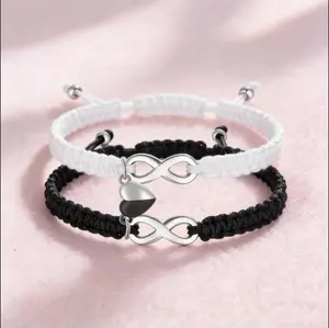 Couple Unlimited Symbol and Cross Love Magnetic Bracelet Hand Woven Rope Set Friendship Couple Family Bracelet