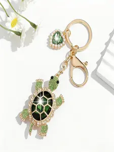 Turtle & Heart Bag Charm Full-Diamond Design High-End Radiance Luxurious And Cute Stylish And Versatile Gifts For Friends, Couples, And Birthdays For Bags, Keys, And Cars Keychain Bag Charms Accessory