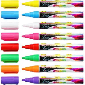 Dry Erase Markers, 8 Pack Liquid Chalk Window Markers for Blackboard -  Colors, 6mm  & Chisel Tip for Glass, LED Menu Boards & Bistro Signage