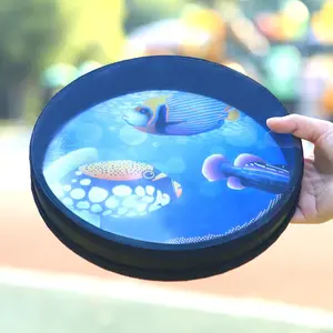 Orff Ocean Wave Drum 10 Inch Wooden Handheld Percussion Instrument for Kids and Adults, Relaxing Sound Effects for Music Learning Home Play Gift, Percussion Musical Instruments