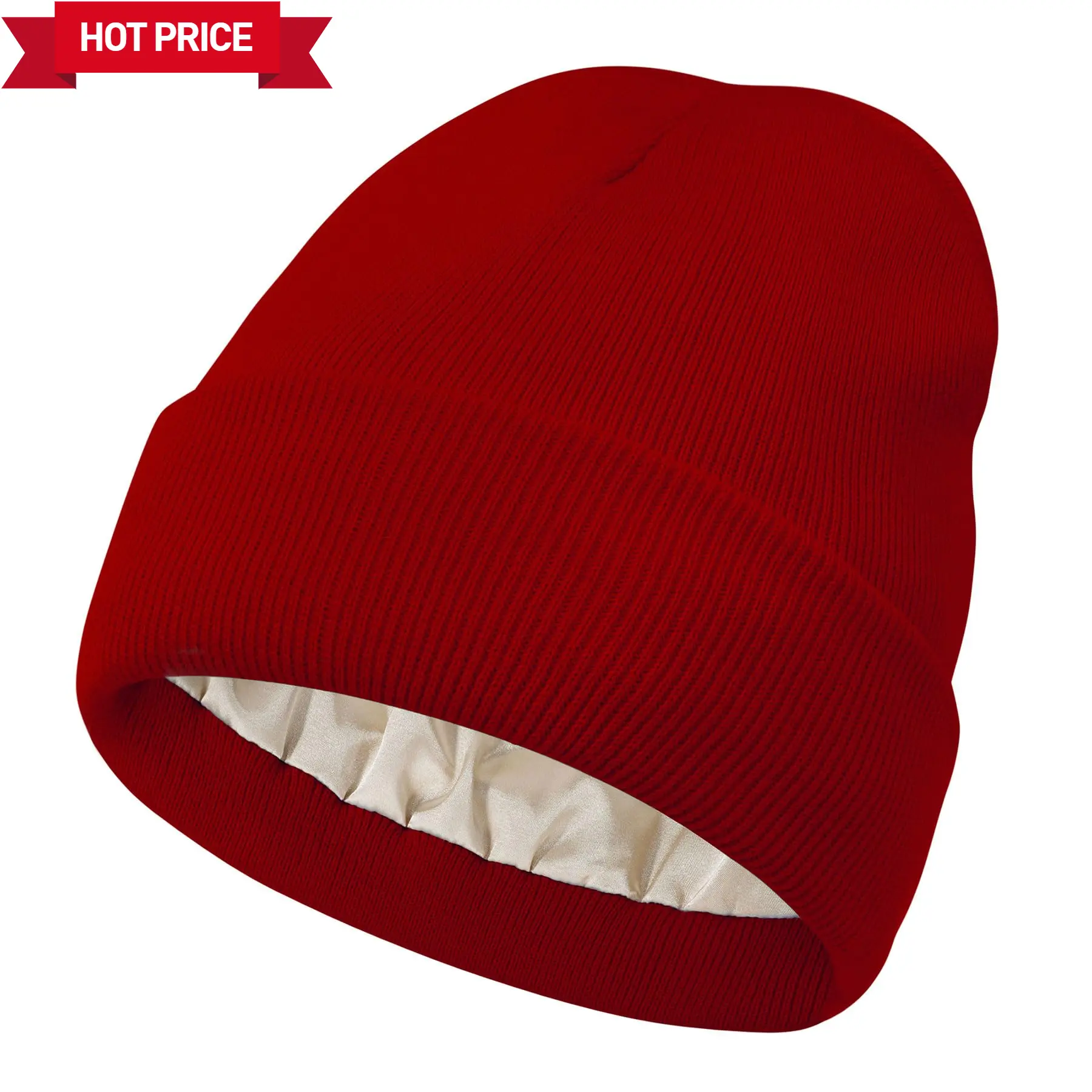 Women's Satin Lined Knit Beanie - Soft Slouchy Winter Hat for Men & Women, Warm Cuffed Design, Stylish Cold Weather Comfort & Fashion