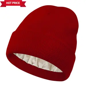 Women's Satin Lined Knit Beanie - Soft Slouchy Winter Hat for Men & Women, Warm Cuffed Design, Stylish Cold Weather Comfort & Fashion