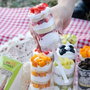 5pcs Cake Explosion Tubes - Durable Plastic Dessert Jars with Push-up Ice Cream Design lids Bases & Sticks - A Perfect Decorative Touch for Weddings Birthdays & Christmas Celebrations