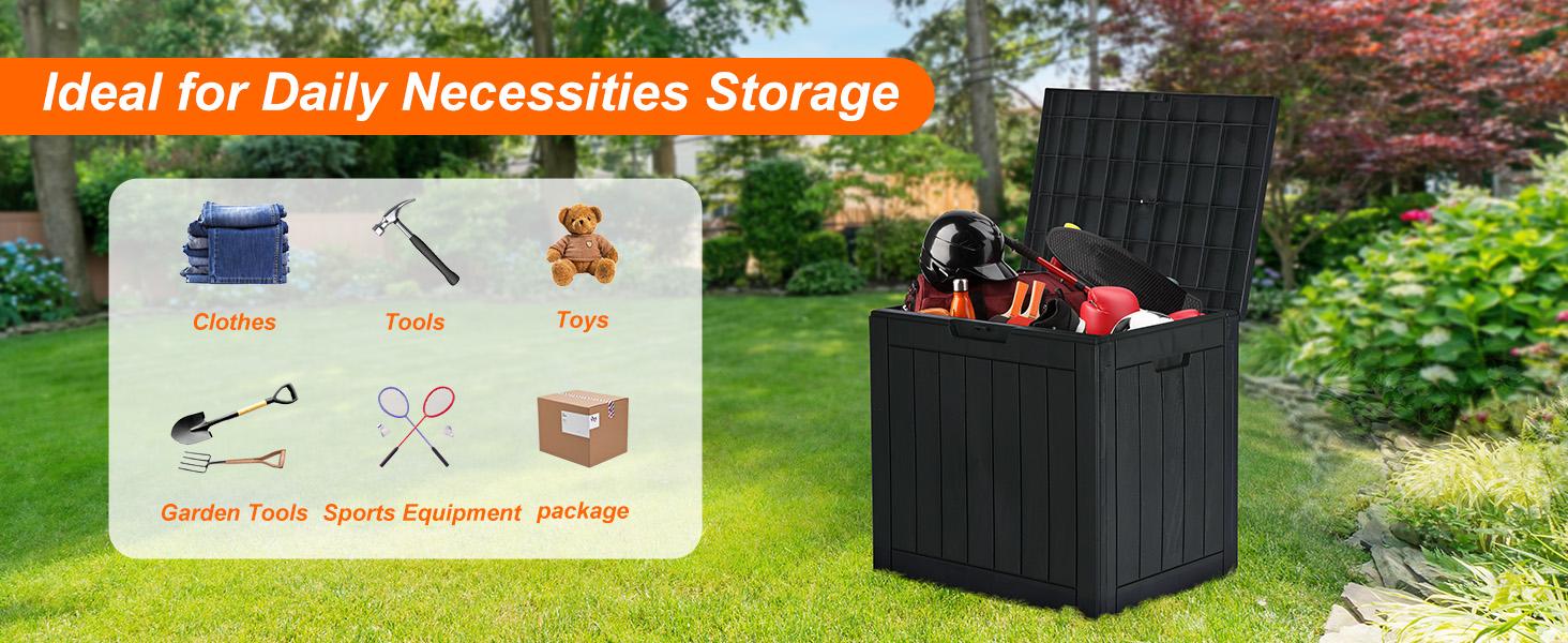 【Deal】31 Gallon Deck Box, Lockable Outdoor Storage Box Indoor and Outdoor Use, Waterproof Resin Package Delivery Box For Patio, Garden,Porch