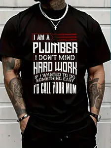100% Cotton Funny Plumber Gift For Men Plumbing Dad Father's Day T-Shirt Women's Men's Graphic Tee Crew Neck summer vacation Tops
