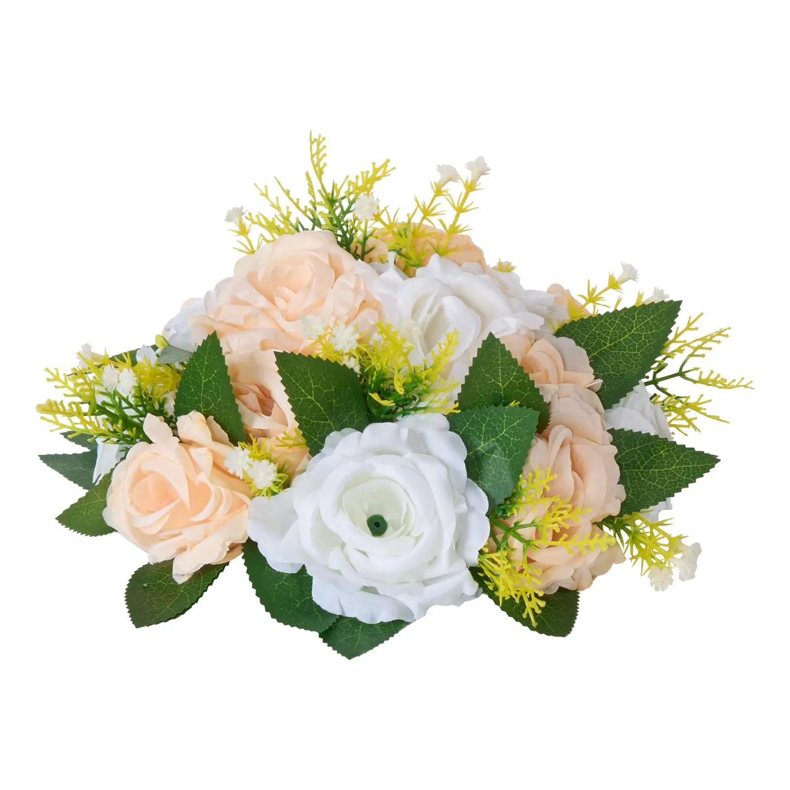 VEVOR 10-Piece Decorative Silk Flower Ball Set with Brush, 9.5-Inch Champagne & White Roses, 9.4x9.4x4.7-Inch Home Decor Pieces for Wedding Table Centerpieces, Dessert Displays, Anniversary & Ceremony (Father's Day Gift Option)