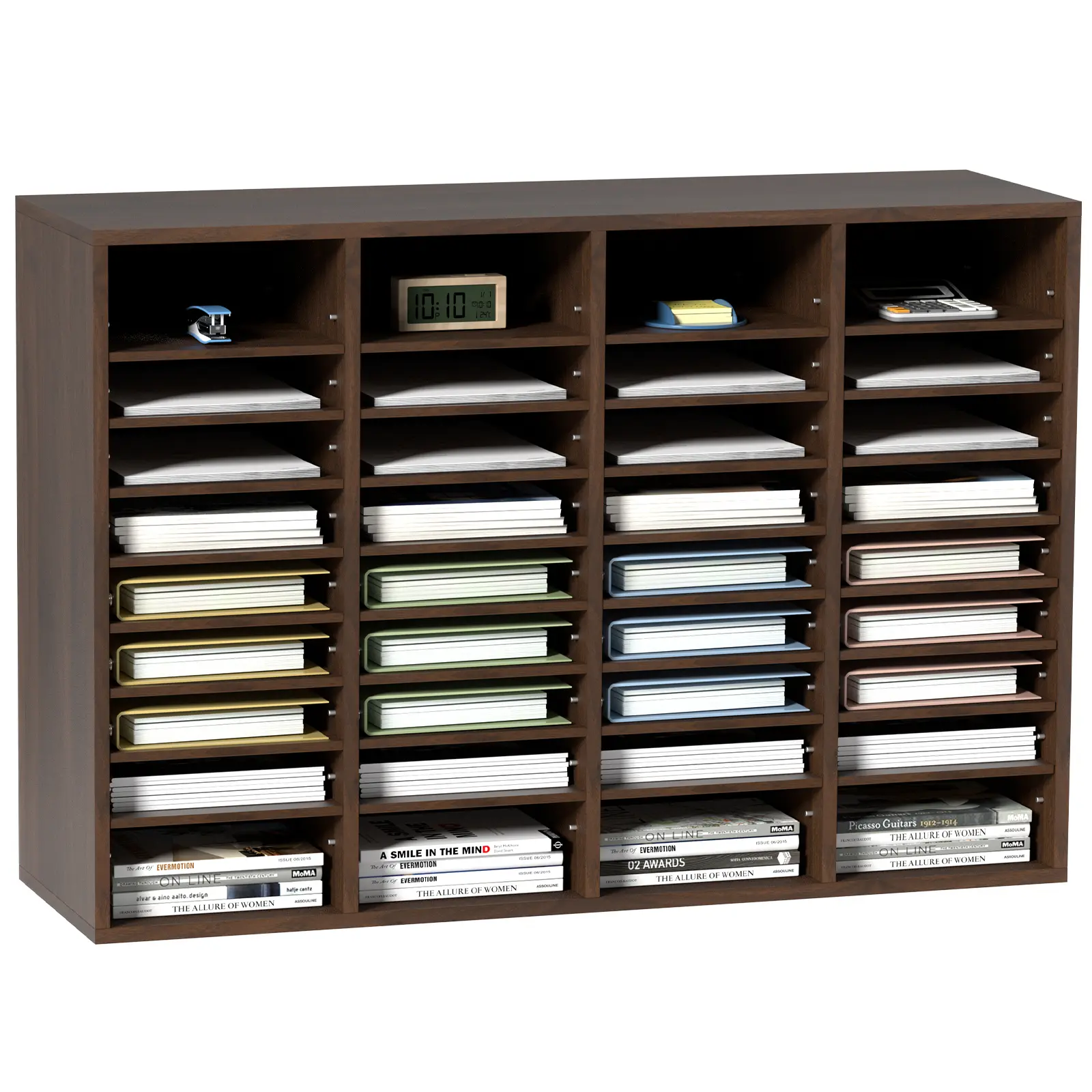 【Summerfinds】VEVOR Literature Organizers 36 Compartments Office Mailbox with Adjustable ShelvesWood Literature Sorter 39.3x12x26.8 inches for OfficeHomeClassroomMailrooms OrganizationEPA Certified BrownDesk Organizer TidyMultifu, Desk Organizer Tidy, W