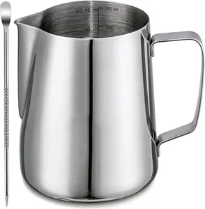 Stainless Steel Milk Frothing Pitcher 12 Oz, 350ml Latte Art Cup Espresso Machine Accessories, Steaming Jug for Cappuccino Coffee Milk Hot  Cups
