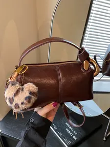 Autumn Winter Retro Glossy PU Boston Pillow Bag, Versatile Fashion Crossbody Bag, Unique Hanging Handbag, Dumpling Shape Women's Bag, Fashionable Versatile Purse, Crossbody Shoulder Bags