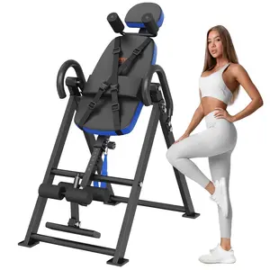 summervibes VEVOR Inversion Table, 300 lbs Capacity Heavy Duty Inversion Table, Decompression Back Stretcher Machine, Strength Training Equipment with Headrest, Ankle Lock, Adjustable Protective Belt, Blue/Black