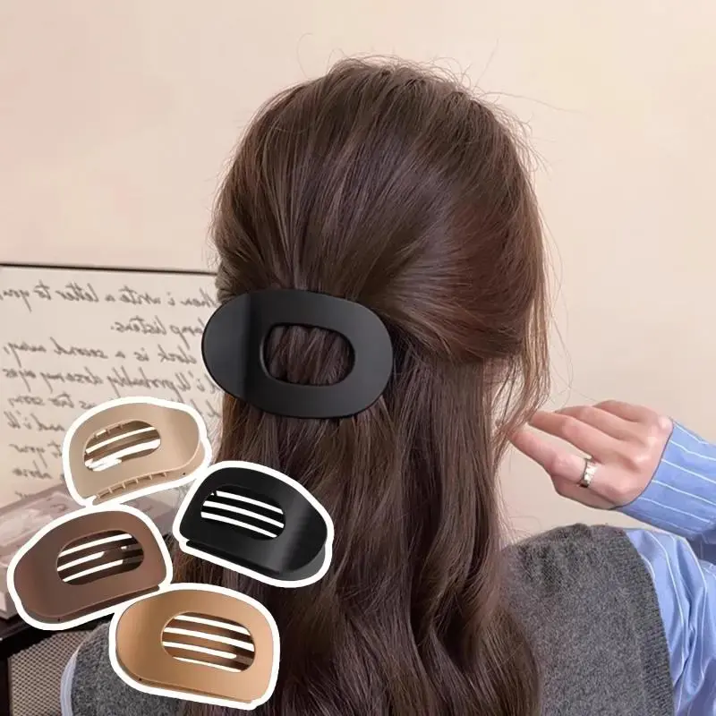 Women's 4pcs Solid Color Flat Graphic Acrylic Hair Clips Set - Minimalist Barrettes, Strong-Hold Claw Clips for Thick/Thin Hair, Elegant No-Crease Daily & Party Accessories, Claw Clip