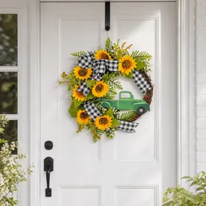 Spring 520 Bee Festival Flower Wreath Decoration, Sunflower Car Wreath Door Hanger, Garden Wall Decor, Party Wedding Gift