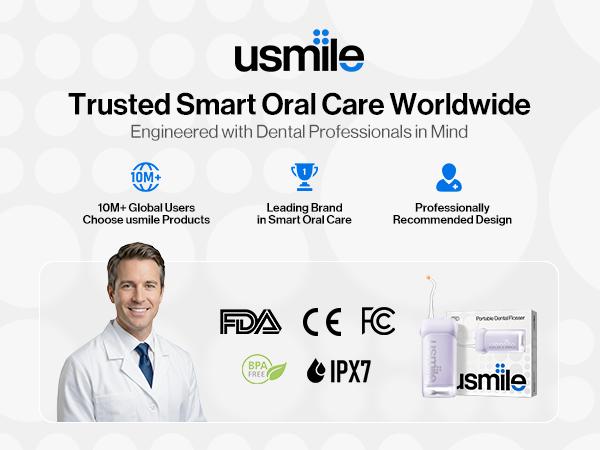 usmile C10 New Cordless Oral Irrigator - Oral Plaque Remover (99% Plaque Removal), IPX7 Waterproof, 95-Day Battery Life, 3 Tips Included, Adjustable Settings, Charging Cable & Batteries Included, Single Unit Dental Care Water Flosser,sohochic