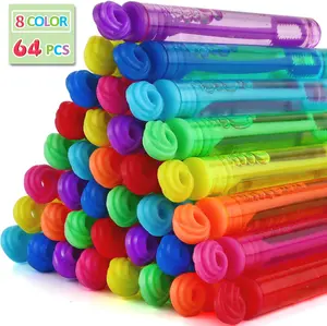 64 Pack Mini Bubble Wands for Kids – Non-Toxic Bubble Party Favors for Birthday, Outdoor Summer Activities, Bath Time, Classroom Prizes & Celebration Gifts