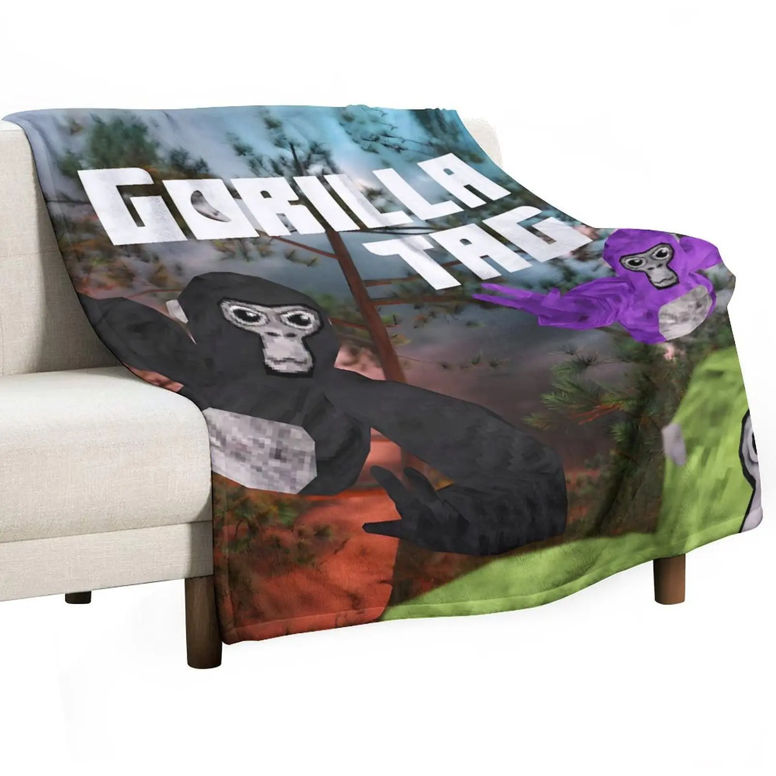 Gorilla Tag Flannel Printed Blanket - Cozy, Breathable Warm, Soft Throw for Bedroom Sofa, Christmas and Birthday Gifts, Cozy Blankets, Bedroom Sofa Blanket
