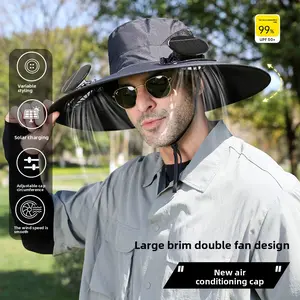 2025 New Solar Fan Outdoor Fishing Hat-Solar Sun Protection Sun Hat with Fan Solar Fan Hat Dual Power Supply Fan Outdoor Fan outside  gadget