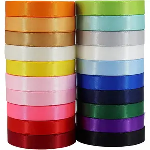 3/8 inch Solid Color Satin Ribbon Assortment, 20 Colors with 2 Yards Each, Total 40 Yards Per Package, Double  Satin Ribbon for Crafts Ribbons,  Wrapping,Hair Bow Clips Making, Sewing