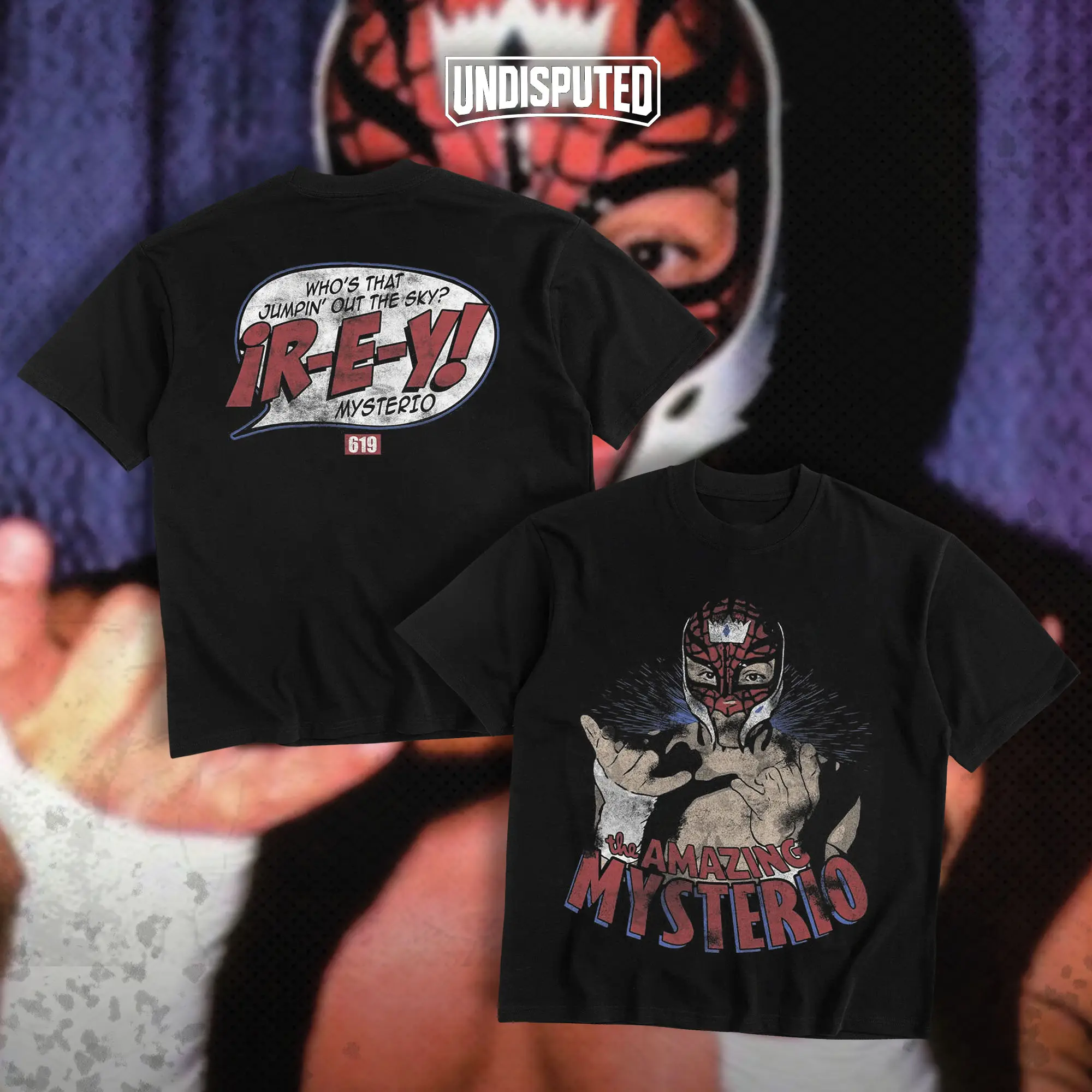 UNDISPUTED The Amazing Rey Mysterio Heavy Cotton Shirt WWE Tshirt 619 Lucha Wrestling Libre Fan Apparel Menswear Direct-to-garment Breathable Printing