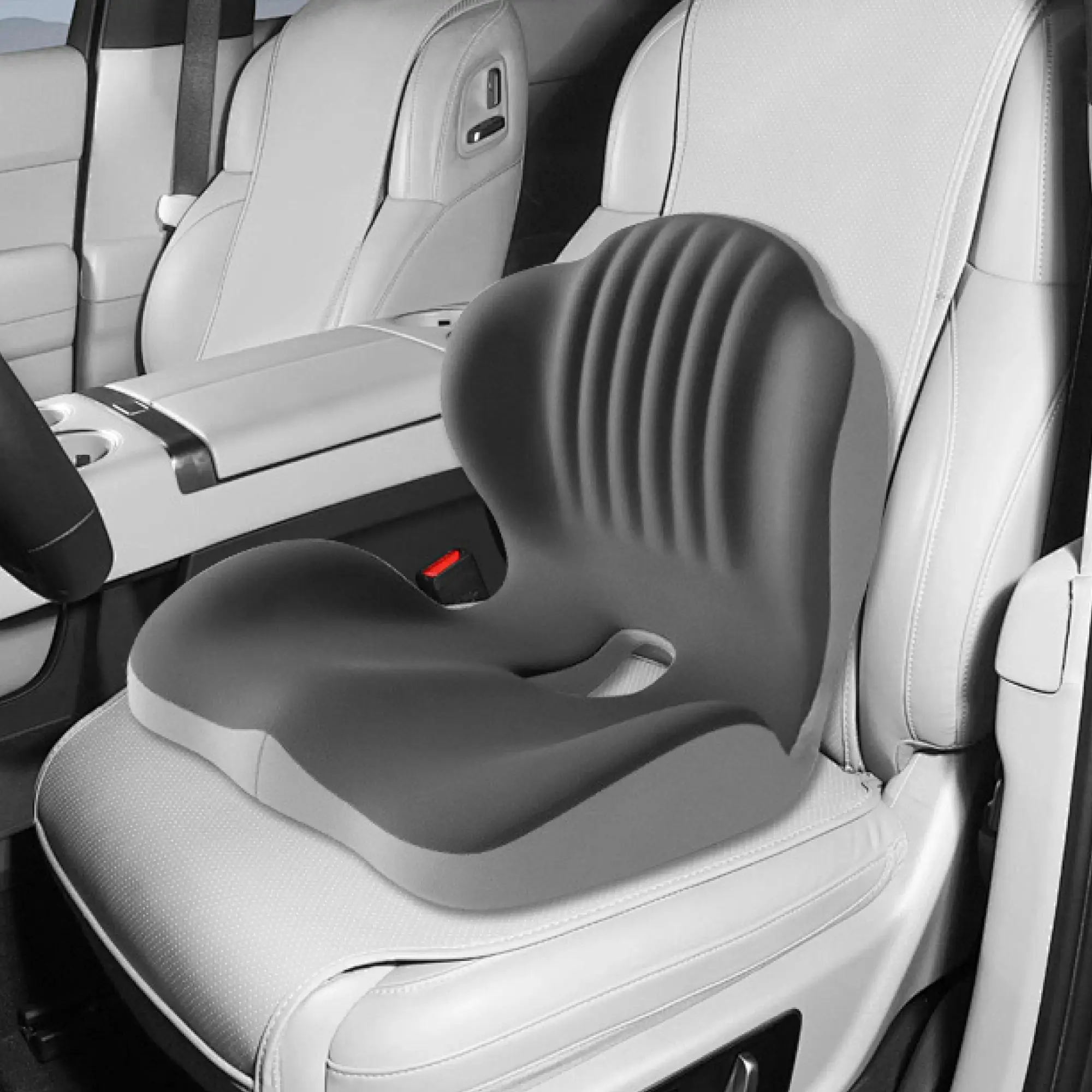 Ergonomic Memory Foam Padded Seat Cushion with Lumbar & Back Support, Relieves Back Pain, Reduces Pressure, Ideal for Office Chairs, Stools, and Car Seats